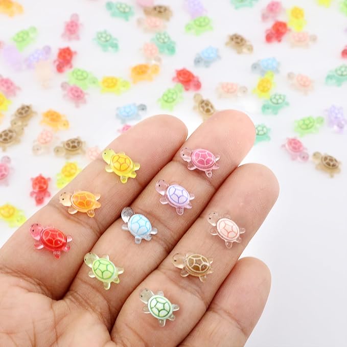 120Pcs Mini Resin Turtles, Glow in the Dark Miniature Tiny Turtles for Crafts, Micro Resin Animals Figurines for DIY Fairy Garden Dollhouse Micro Landscaping Decoration