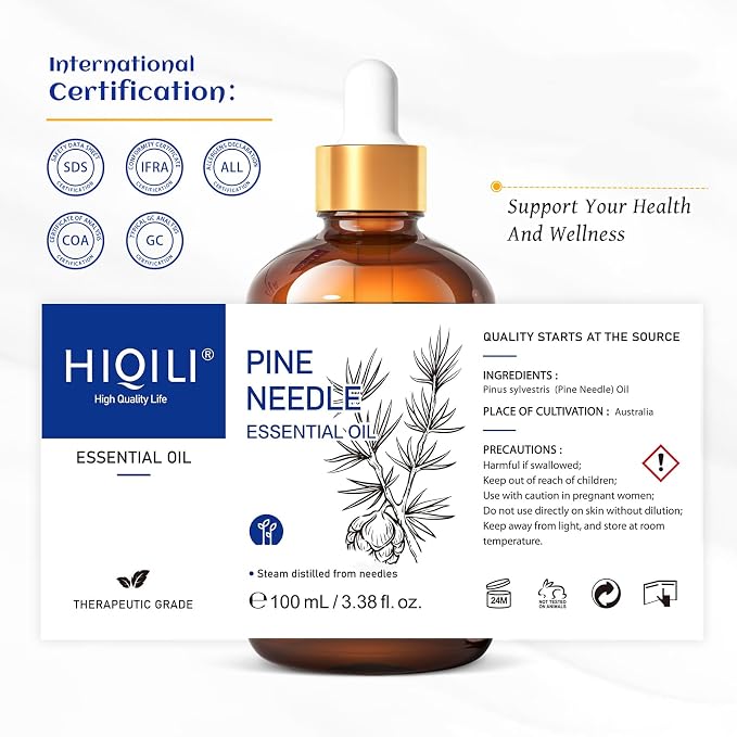 HIQILI Pine Needle Essential Oil for Skin, Candle Making, Cleaning Spray