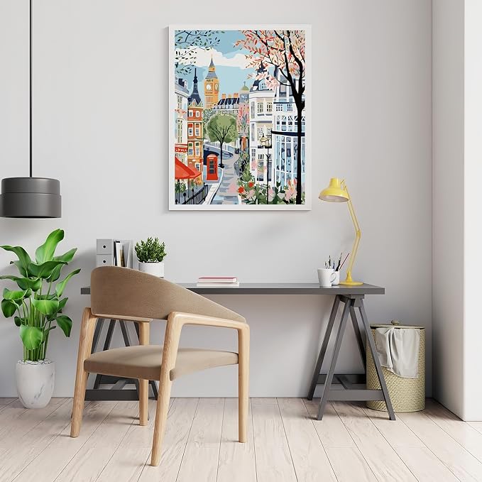 Mosaflare London Paint by Numbers for Adults Beginner 12X16 inch | Travel Scenery Adult Paint by Number Kits on Canvas, DIY Acrylic Oil Easy Painting by Numbers for Home Wall Decor