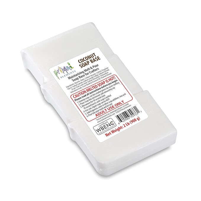 Primal Elements Coconut Oil Soap Base - Moisturizing Melt and Pour Glycerin Soap Base for Crafting and Soap Making, Easy to Cut - 2 Pound