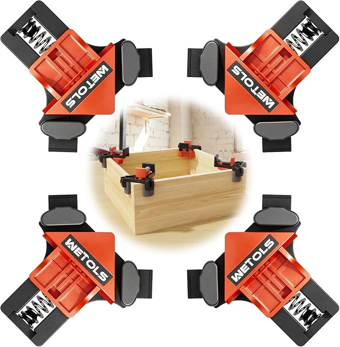 WETOLS 90 Degree Corner Clamp Set, 4 Pcs Adjustable Clamps for Woodworking