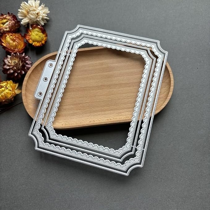 Lapoo Geometric Cutting Die for Scrapbooking - Durable, Metal Cutting Die for DIY Scrapbook Photo Album Decorative Paper Card, Card Making Supplies (Book Page Frame 5.6 x 4.8 in)