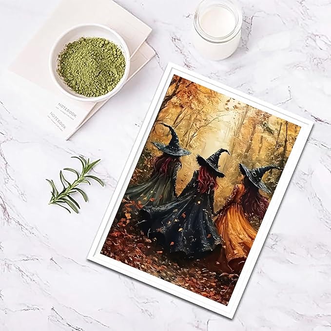 XUCNWL Halloween Diamond Art Kits for Adults,Forest Witch Diamond Painting