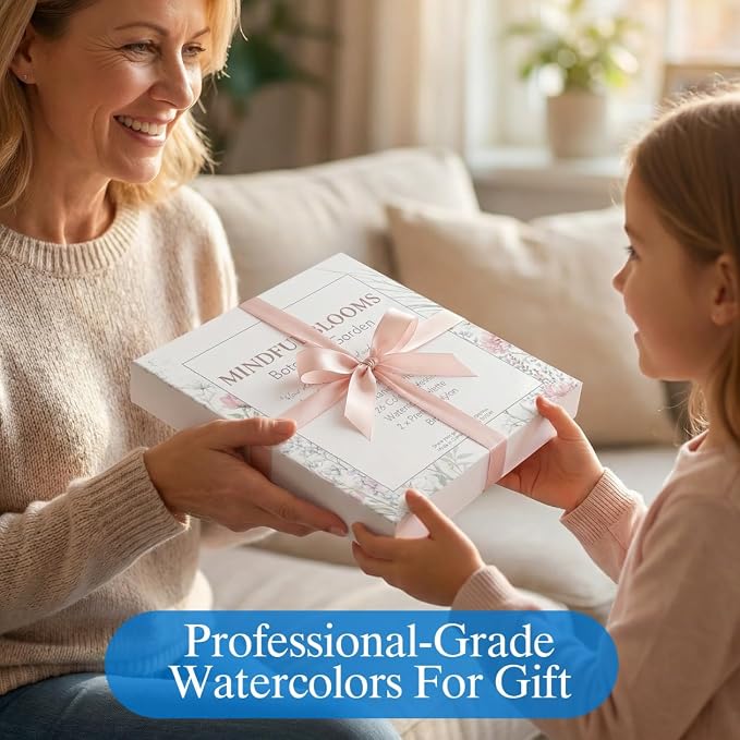 Watercolor Workbook for Beginners,18 Floral Water Coloring Book,Relaxing & Easy to Paint Water Coloring Book with 24 Colors-Perfect for Gifting to Creativity & Joy for Adults