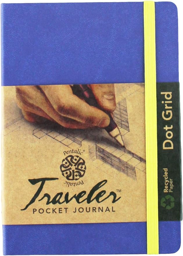 Pentalic Art Acid Free Dot Grid Travelers Sketch Book, 4 x 6-inch, Denim Blue, Denium Blue