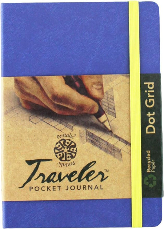 Pentalic Art Acid Free Dot Grid Travelers Sketch Book, 4 x 6-inch, Denim Blue, Denium Blue