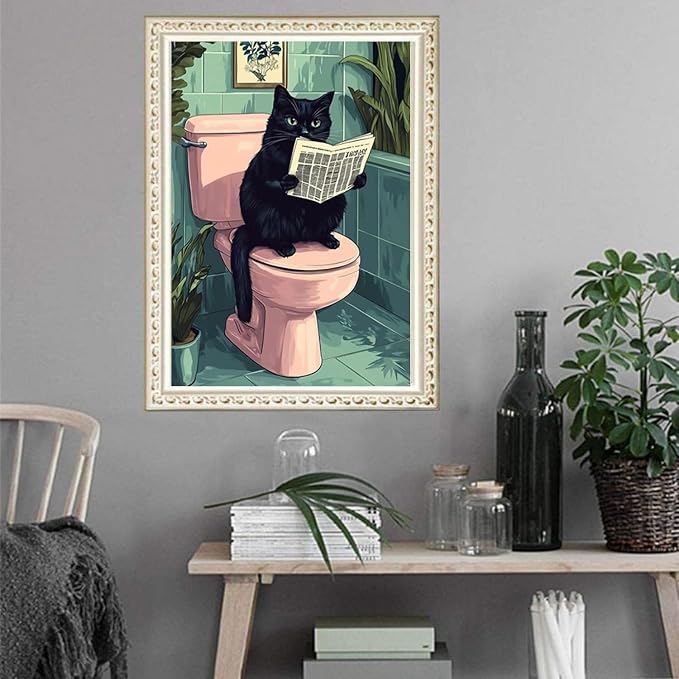 Diamond Art Kits for Adults,fun Black Cat Diamond Painting Kits 12 x 16in
