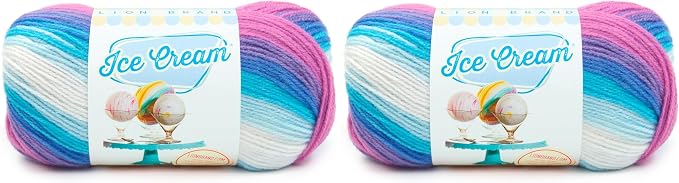 (1 Skein) Lion Brand Yarn Ice Cream Baby Yarn, Moon Mist, 1182 Foot (Pack of 2)