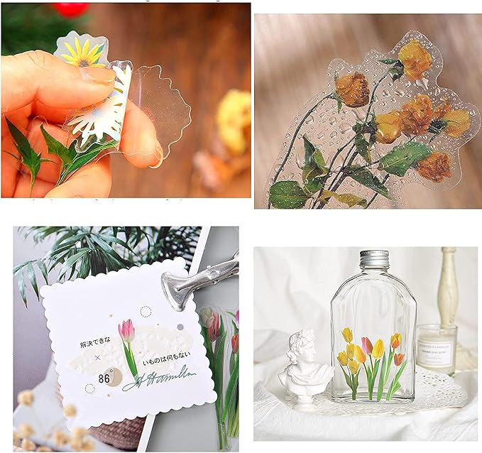 80 Pieces Natural Flower Stickers for Scrapbooking, Self-Adhesive | Durable Material, Floral Designs, Diy Decor For Journals, Cards, Letters, Laptops And Notebooks