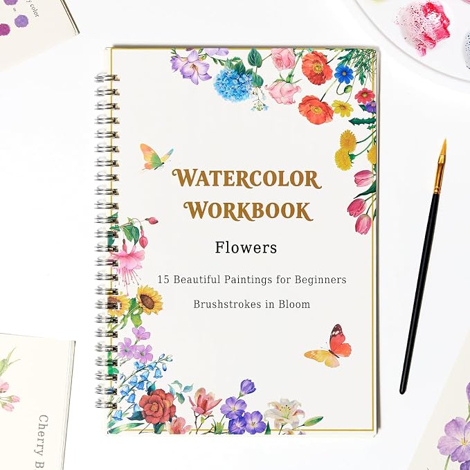 Flower Watercolor Workbook for Adults and Beginners