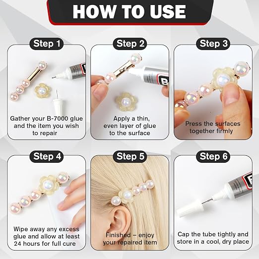 B-7000 Glue Clear with Precision Tip, 15ml 10 Pack Multi-Function Craft Adhesive, Waterproof Strong Bond Glue for Jewelry Making, Rhinestones, Bedazzling, Crafts, Shoes, Fabric, Phone Repair