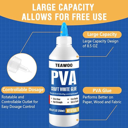 TEAWOO Book Repair Kit, 8.5 Oz + 2×1.35 Oz Acid-Free PVA Adhesive