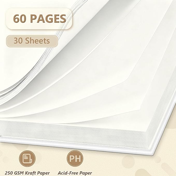 popotop 8x8 Inch Scrapbook Photo Album, 60 Page Decorative Kraft Paper Book for 4x6 Pictures, DIY Memory Photo Albums as Gifts for Wedding Baby Christmas School Family