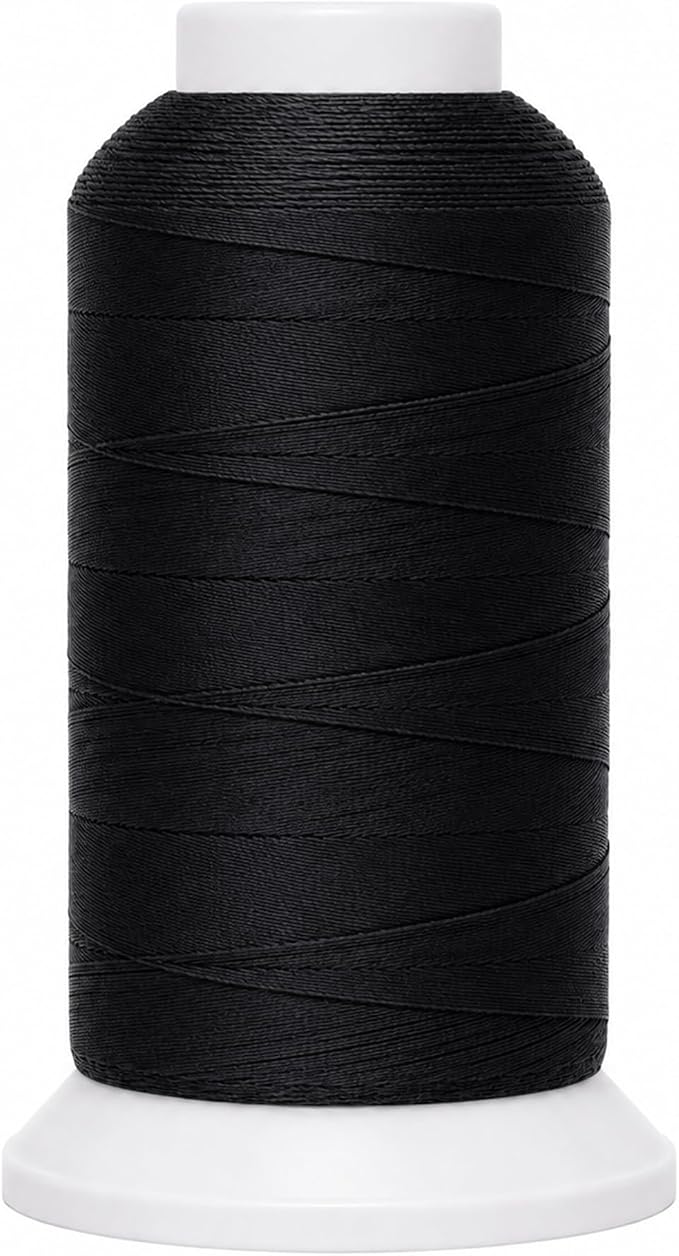 Mandala Crafts Black Tex 70 Polyester Heavy Duty Thread for Upholstery | 1500 Yds T70 UV Resistant Strong Thread for Leather Sewing, Marine, Drapery, Jeans, Hair Weaving & Extension, Outdoor