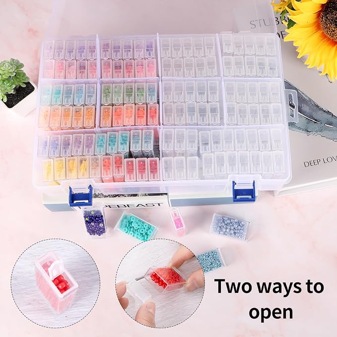 SGHUO Diamond Painting Storage Container 120 Slots Bead Organizer Box Tools