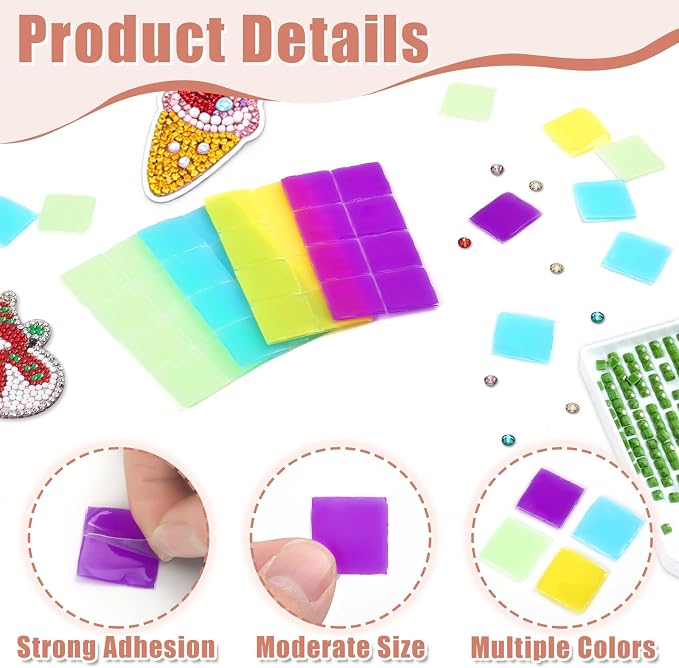 FEBSNOW 60Pcs Painting Glue Clay DIY Diamond Embroidery Wax Tool Set | Diamond Art Wax Pads, Mixed Color, Wax Refills for Crafters, Diamond Art Painting Accessories and Tools