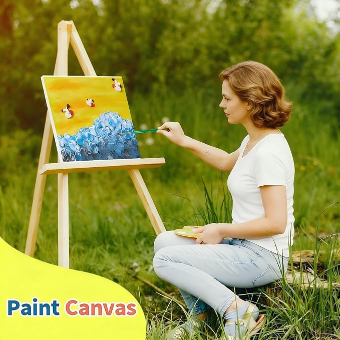 DIY Canvas Painting Kit with Clay, 3 Blank 8x10 Inch Canvas Panels, 5 Packs of Clay, 8 Vibrant Acrylic Paint Colors, and 3 Brushes, Creative Art Kit for DIY Projects & Crafting Fun