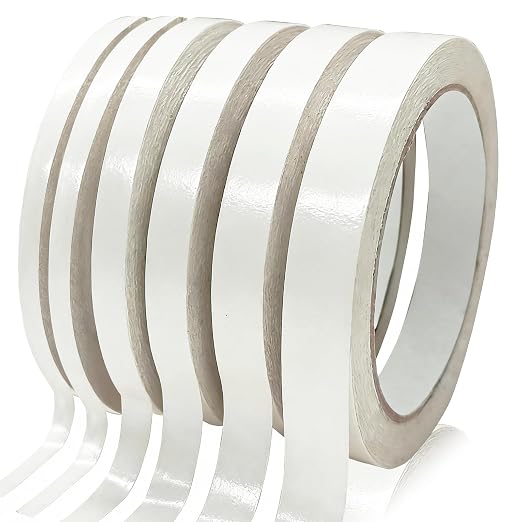 Double Sided Tape for Crafts, Double-Sided Tape for Arts, Scrapbook Supplies, Photography, Gifts Box, Scrapbooking, Card Making, Paper Backing, Tear-by-Hand, 6 Roll Heavy Duty Multi-Size Adhesive Tape