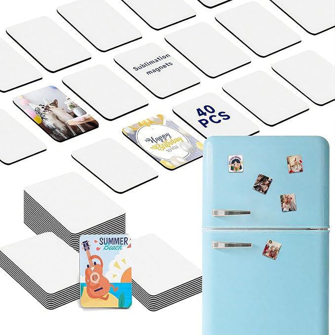 UJL 40Pcs Sublimation Magnet Blanks Custom Square Magnets (2.95" x 2.16") | Personalized Refrigerator Custom Magnets Sublimation Blanks DIY Craft Gifts for Kitchen Office Decorative