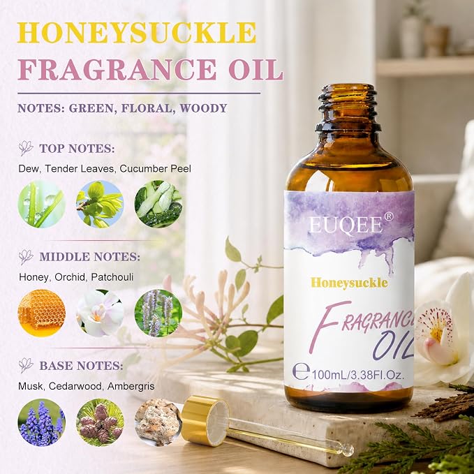 EUQEE 3.38 Fl Oz Honeysuckle Fragrance Oil for Bath Bombs Making