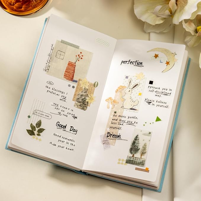 Aromoty 4 Sets 160Pcs Mini Washi Stickers Book Kit for Journaling