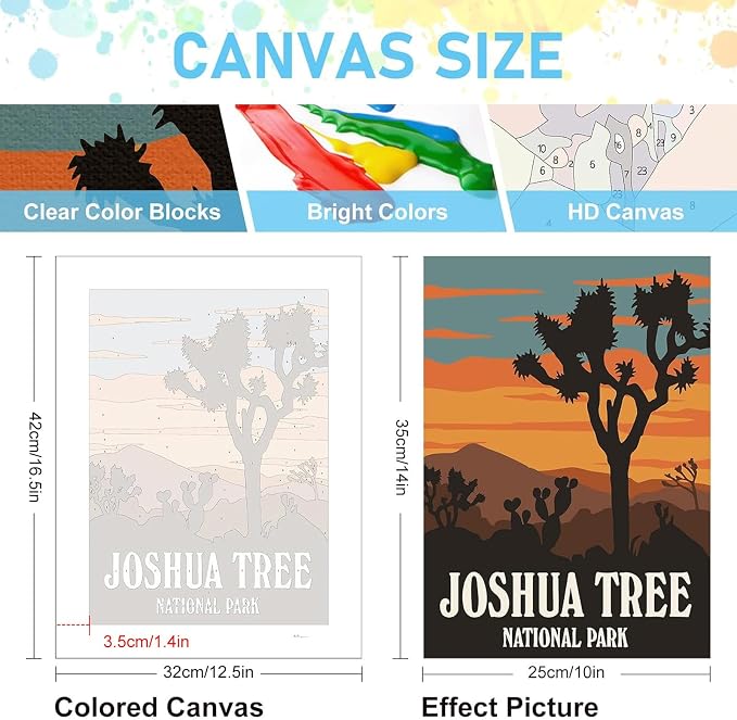 Offito 6 Pack Paint by Numbers Kit for Adults, National Park, 10x14 Inch | Acrylic Number Painting Set, DIY Canvas Art Craft Kit, Beginner Friendly, Home Wall Decor, Stress Relief Relaxing Hobby Gift
