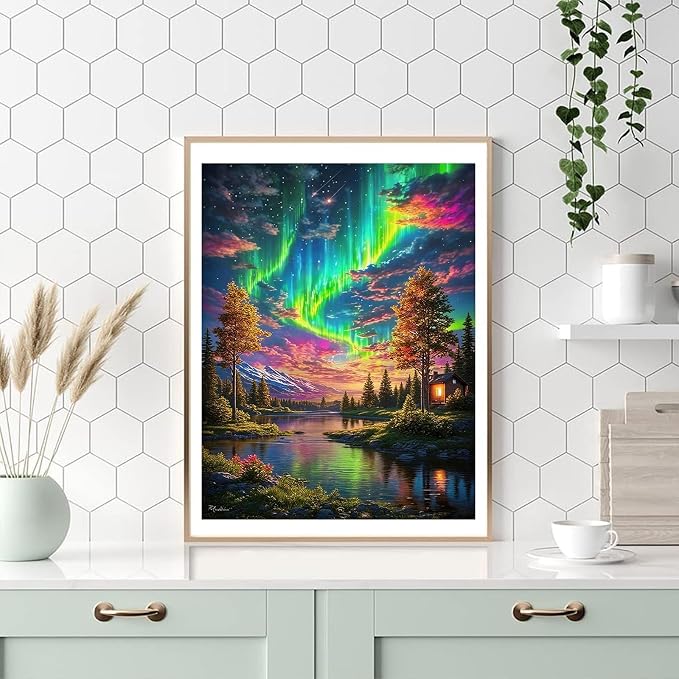 HITO Landscape Paint by Numbers Kit for Adults, Adult Paint by Number Kits | Aurora Paint by Numbers for Adults Beginner, Paint by Numbers for Gift Home Wall Decor 16x20 inch Frameless