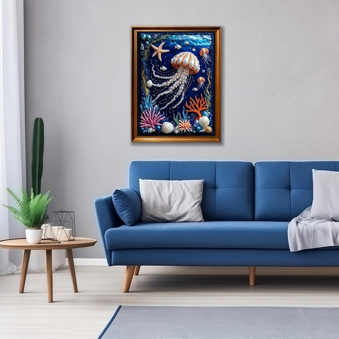 CHWGLFGG 5D Deep Sea Dream Jellyfish Diamond Art Kits for Adults Beginners | Diamond Painting Kit DIY Full Round Drill Paint by Diamonds Dot Gem Art for Adult, Home Wall Decor 12X16inch