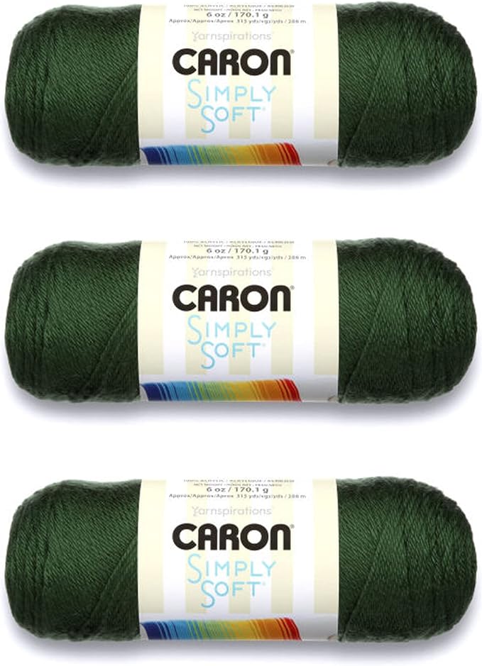 Caron Simply Soft Yarn for Crocheting & Knitting, Dark Sage, 3-Pack | #4 Worsted Medium, Soft 100% Acrylic Yarn for Crochet, Knitting, Blankets and Crafts, 315 Yards, 170.1g/6oz per skein