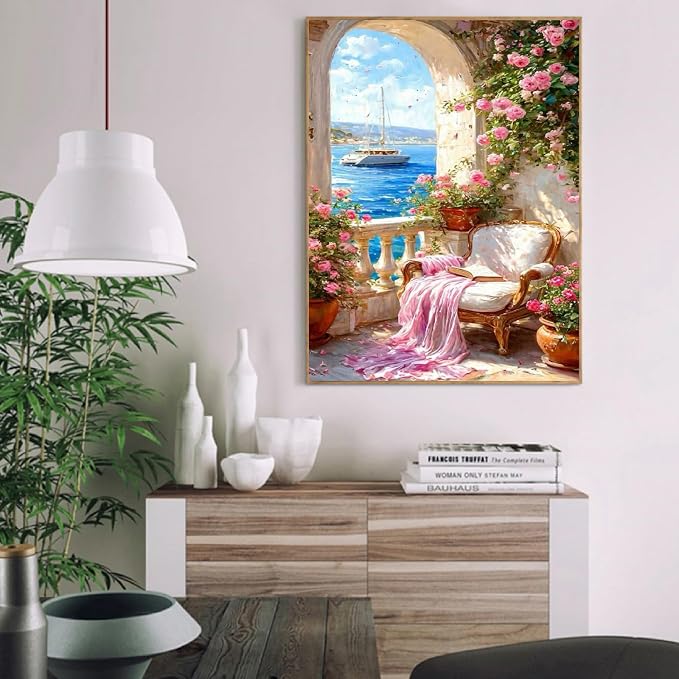 YarnMate Scenery Paint by Numbers for Adults,Resting by Lake Paint by Number for Adults Beginner,Easy Acrylic Paint by Number on Canvas for Relax and Home Wall Decor 16X20 Inch (Without Frame)