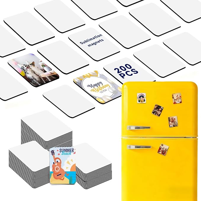 200pcs Sublimation Magnets Blanks Custom Fridge Magnets (2.95" x 2.16") | Personalized Sublimation Blanks Bulk for Home Kitchen Refrigerator Microwave Oven DIY Craft Gifts