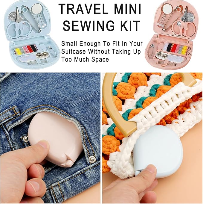 8 Pack Mini Sewing Kits, Compact Travel Emergency Sewing Set with Threads, Scissors, Needles, Portable Repair Supplies for Beginners, Hotels, Travel, Charity