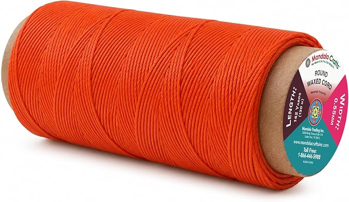 Mandala Crafts 130M 0.55mm Burnt Orange Leather Sewing Round Waxed Thread