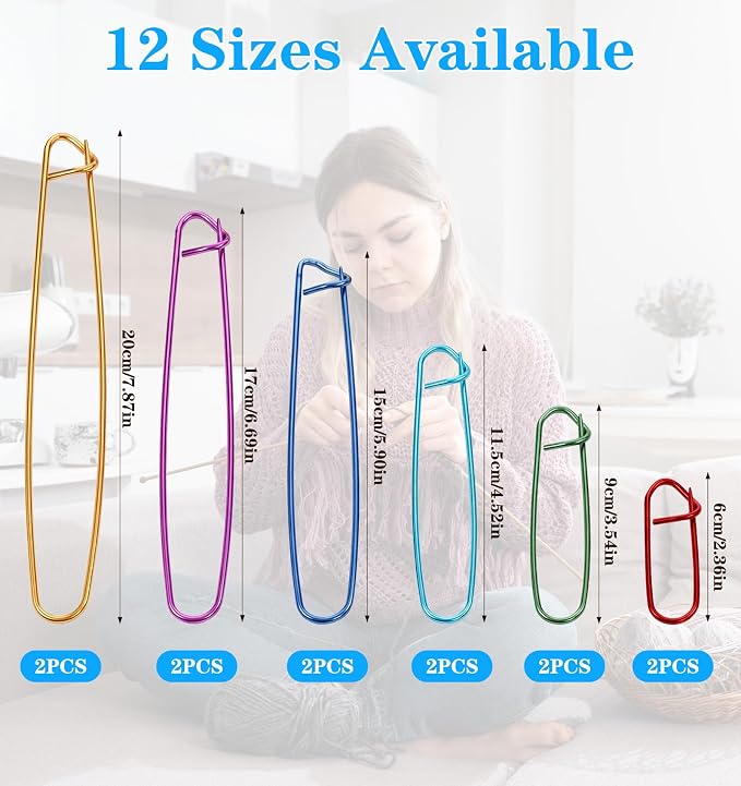 12 PCS 6 Sizes Stitch Holders for Knitting, Knitting Stitch Holders