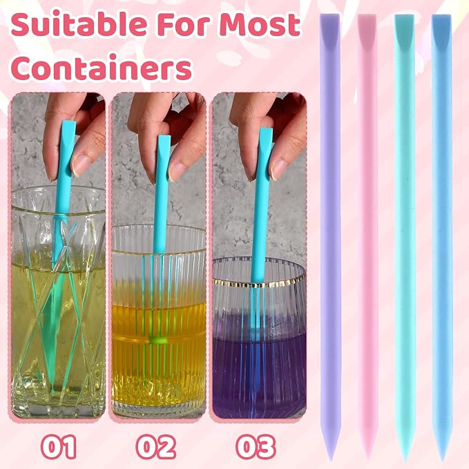 4PCS Silicone Mixing Sticks, Reusable Epoxy Resin Stir Stick Colored Mixing Sticks for Paint, Mix Resin, Arts, Crafts, Handmade Crafts, 4 Colors