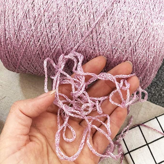 DIY Pink Lurex Thread - Shining Glitter Sparkle Yarn for Crochet, Knitting, Sweater, Scarf, Bag & Accessories