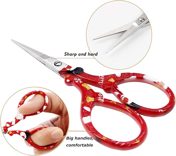 3.6 inch Sharp Embroidery Scissors Crochet with Leather Sheath for Knitting | Craft Scissors Small Scissors Pointed Tip Scissor Stainless Steel Precision Detail Scissor for Crafting Sewing Office Home