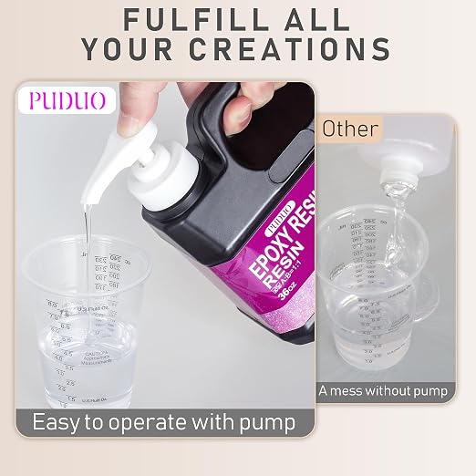 Puduo Epoxy Resin Kit 72OZ, Newly Formulated Crystal Clear Epoxy Resin | Strong, Bubble-Free, Anti-Yellowing Art Resin that，Suitable for Casting, DIY, Molds, Jewelry, Easy to Mix 1:1 Ratio