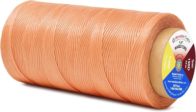 Mandala Crafts 150D 0.8mm Blush Flat Waxed Thread for Leather Sewing