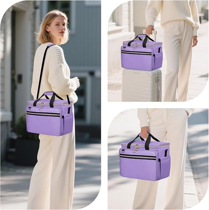 Anitor Large Crochet Bag Knitting Bag Yarn Storage Tote, Yarn Bag, Purple