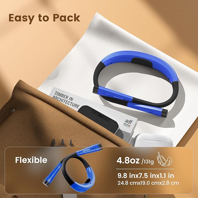 Glocusent Reading Light,Blue Neck Light,80-hr Rechargeable Book Light | 3-Color&6-Brightness, USB-C,LED Neck Reading Light,Women, Camping, Repairing,Crafting,Crochet, Christmas, Book Lovers Gifts