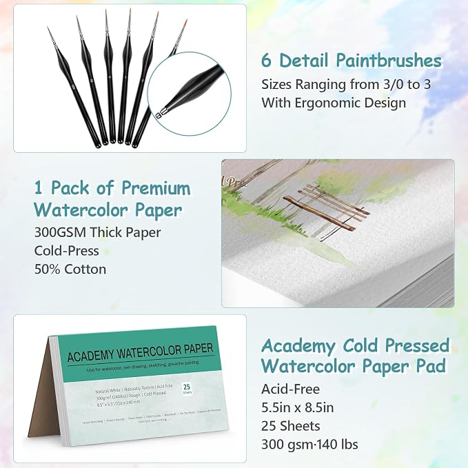 50 Colors Watercolor Workbook for Beginners with Paint&Paper&Book