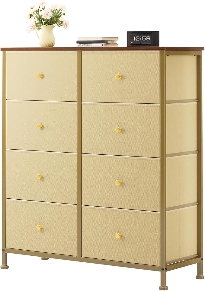 OLIXIS 8 Drawer Storage Dresser for Bedroom, Closet Organizers Units, Khaki