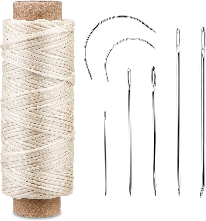 Waxed Thread, Upholstery Needle and Thread 55 Yards 150D Flat