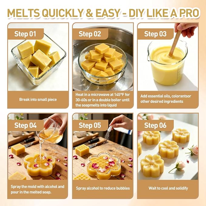 Melt and Pour Soap Base, Pre-Cut, for DIY Soap Craft, 1LB Turmeric