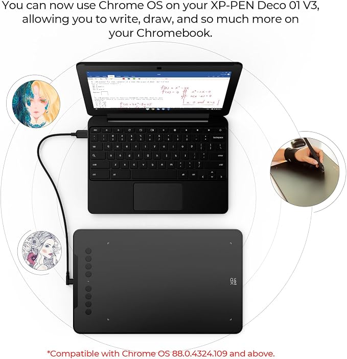 XPPen Deco 01 V3 10x6 Drawing Tablet, 16K Battery-Free Stylus, 8 Keys | Battery-Free Stylus, 8 Keys for Digital Art, Teaching, OSU, Mac, PC, Android, Chromebook, Designed for Beginners