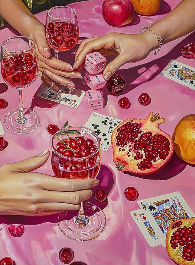 DAZZLEDOTS Pink Diamond Art Kits for Adults, Cherry Drink Diamond Painting