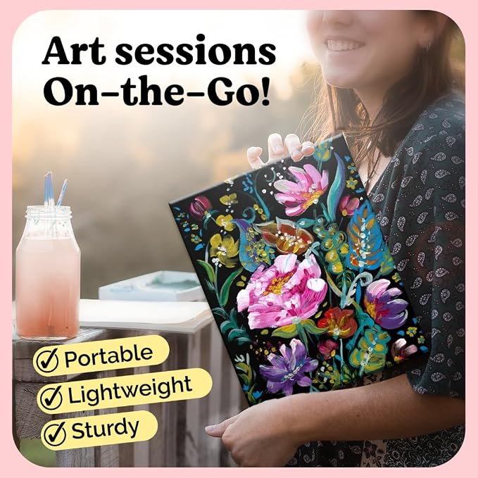 Chalkola 25 Square Black Canvas for Painting - Primed Cotton Art Boards | Panels (25 Pack) 4x4, 6x6, 8x8, 10x10, 12x12 inch (5 Each) - Painting Canvases 100% Cotton, Acid Free for Adults & Artists