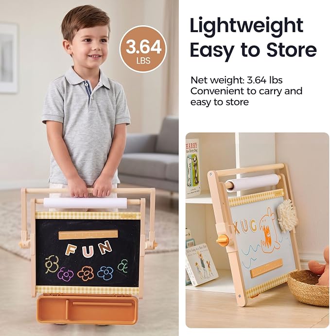 Tiny Land Tabletop Kids Art Easel, 5-Level Magnetic Drawing Board