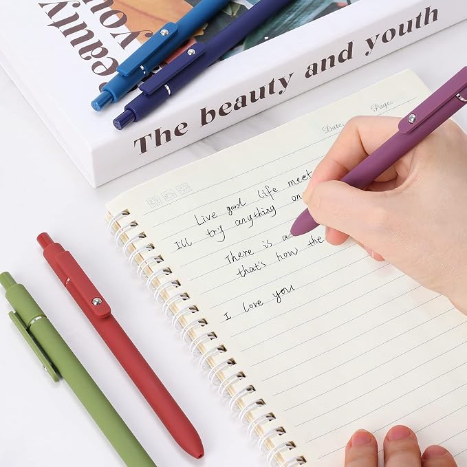 FIOVER Gel Pens 5pcs 0.5mm Quick Dry Black Ink Fine Point Pens